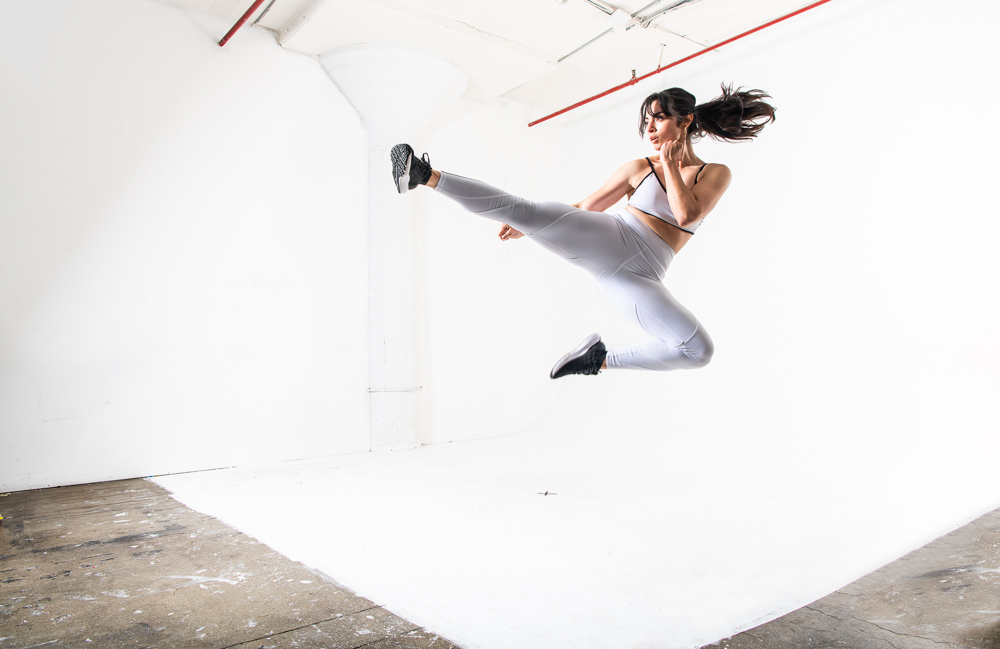 Jump Kick Athlete Fitness Portrait Leticia Esparza