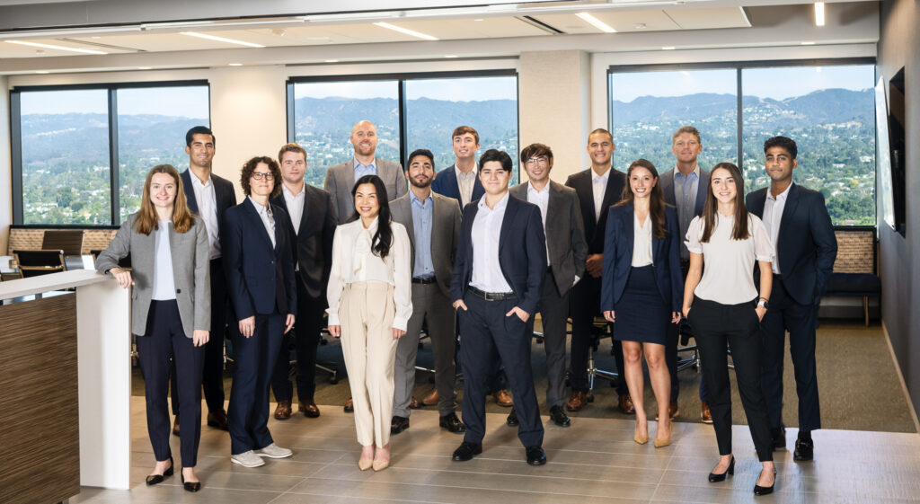 A group portrait of new hires at a business firm in Los Angeles.